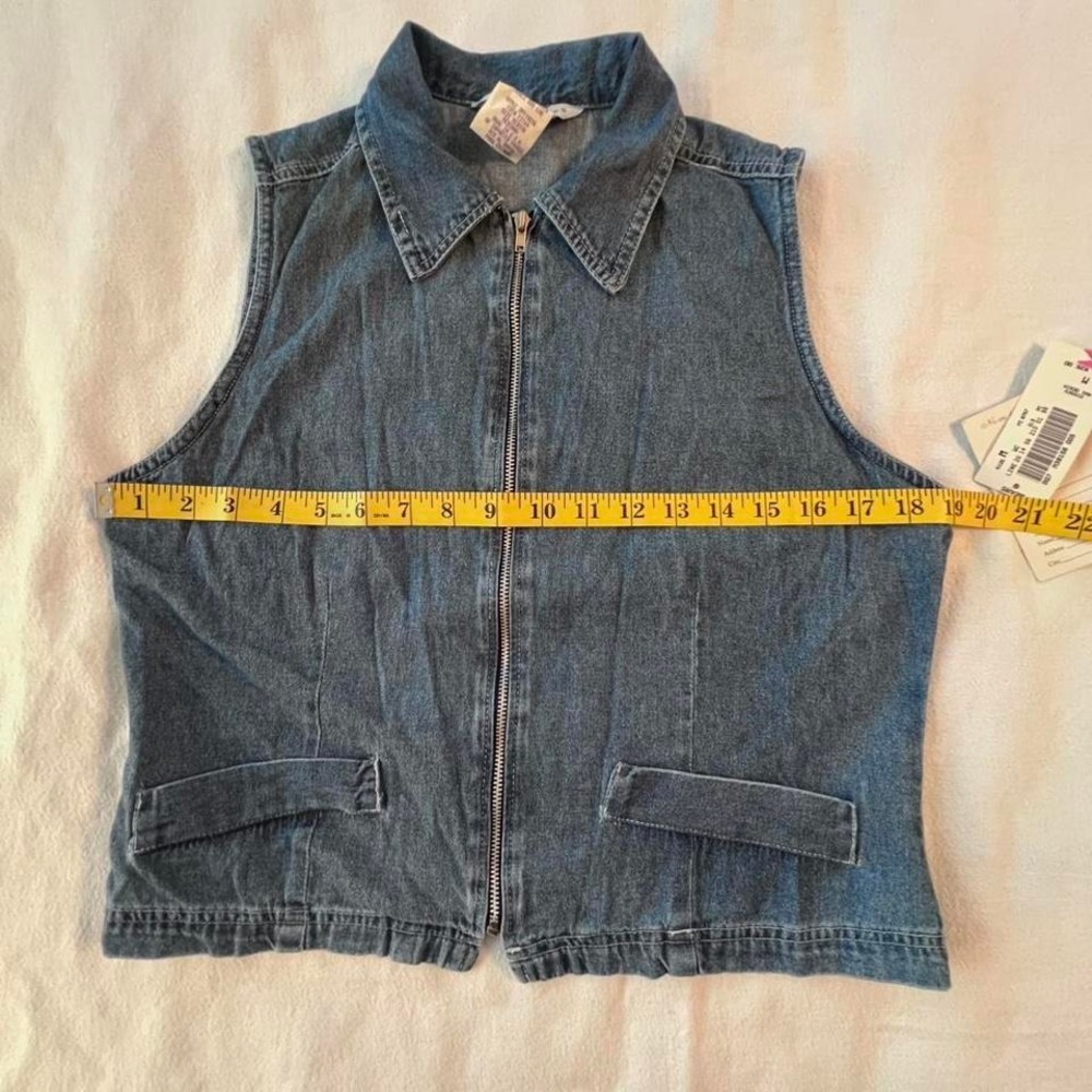Sophisticates vintage y2k blue denim zip-up vest women's size medium NWT - Picture 6 of 8